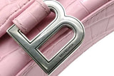 Balenciaga Hourglass Pink Crocodile Embossed Leather Chain Wallet Eb1026wrxsa