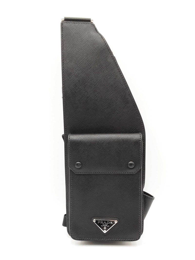 Prada Multi-strap Travel Sling Bag In Black Saffiano Leather Fw0925wrxdu