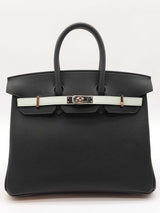 Hermes Birkin 25 Custom Tricolor Green Epsom Palladium Handbag Do0226oclxzde