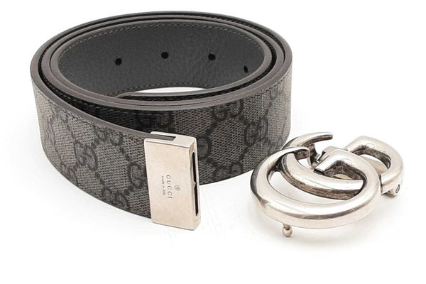 Gucci Gg Supreme Canvas Belt With Broken Silver Tone Buckle Eb1223oxzsa