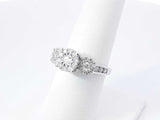 0.55 Cttw Diamond & 14k White Gold Three Stone Halo Ring 3.5g Size 7 Fw0926wordu