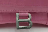 Balenciaga Hourglass Pink Crocodile Embossed Leather Top Handle Bag Eb1026pxzsa