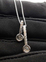 1.24 Cttw Double Vertical Drop Pendant Necklace In 14k White Gold 4.7 Grams 20 Inch Fw0626sirdu