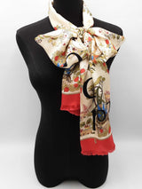 Gucci 100th Anniversary Double-sided Ivory & Red Silk Scarf Fw1225lzxdu