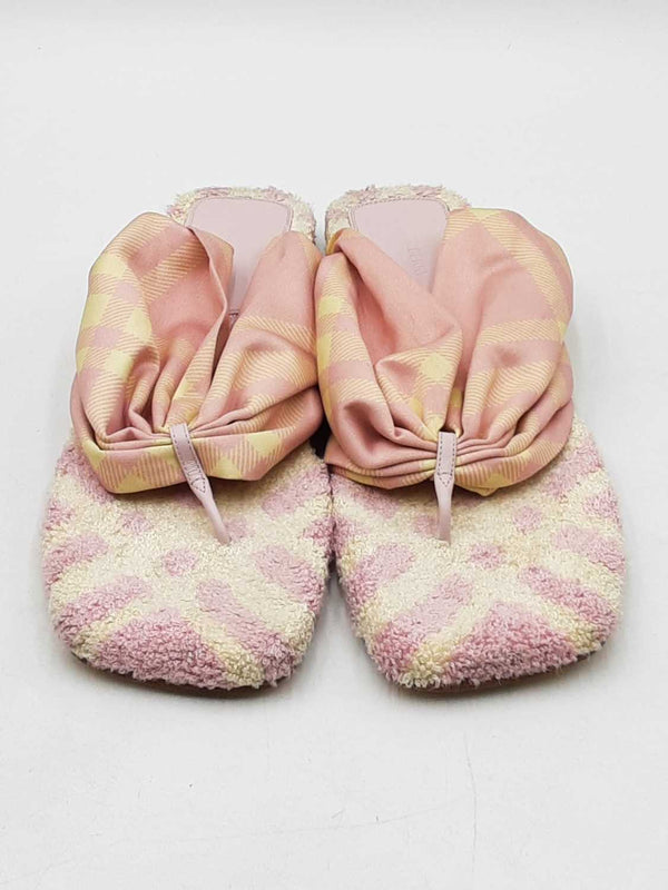 Burberry Sandals In Cameo Check Terry & Leather Size Eu 40 Us 9.5 Fw0825izdu