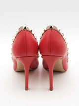 Valentino Garavani Rockstud Red Leather Pumps Size 38 Eb0626lxzsa