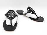 Tory Burch Jeweled Miller Thong Sandals In Black Leather Size 9.5 Fw0626rxdu