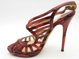 Jimmy Choo Red Python Printed Snakeskin Leather Heels Size Eu 40 Do0826lxzde