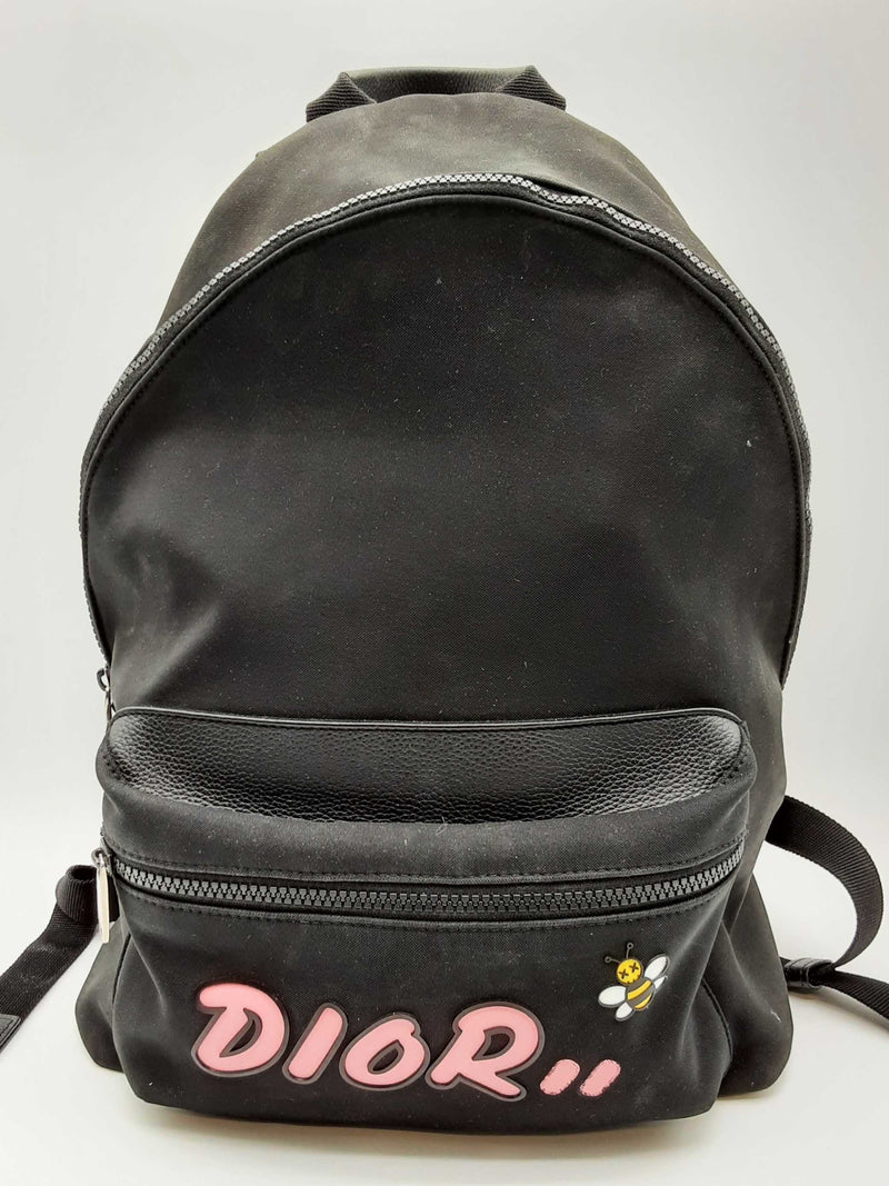 Christian Dior X Kaws Rider Bee Pink Logo Nylon Leather Backpack Do0125rrxde