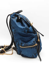 Burberry Blue & Black Pythin Print Nylon Backpack Eb0126wxzde