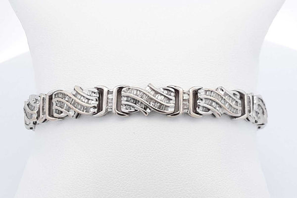 Approx. 4.8ctw Diamond Bracelet In 14k White Gold 17 Grams 8.5 Inch Eb1224prxdu