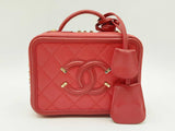 Chanel Filigree Vanity Case In Red Quilted Caviar Leather Fw0125owxzdu