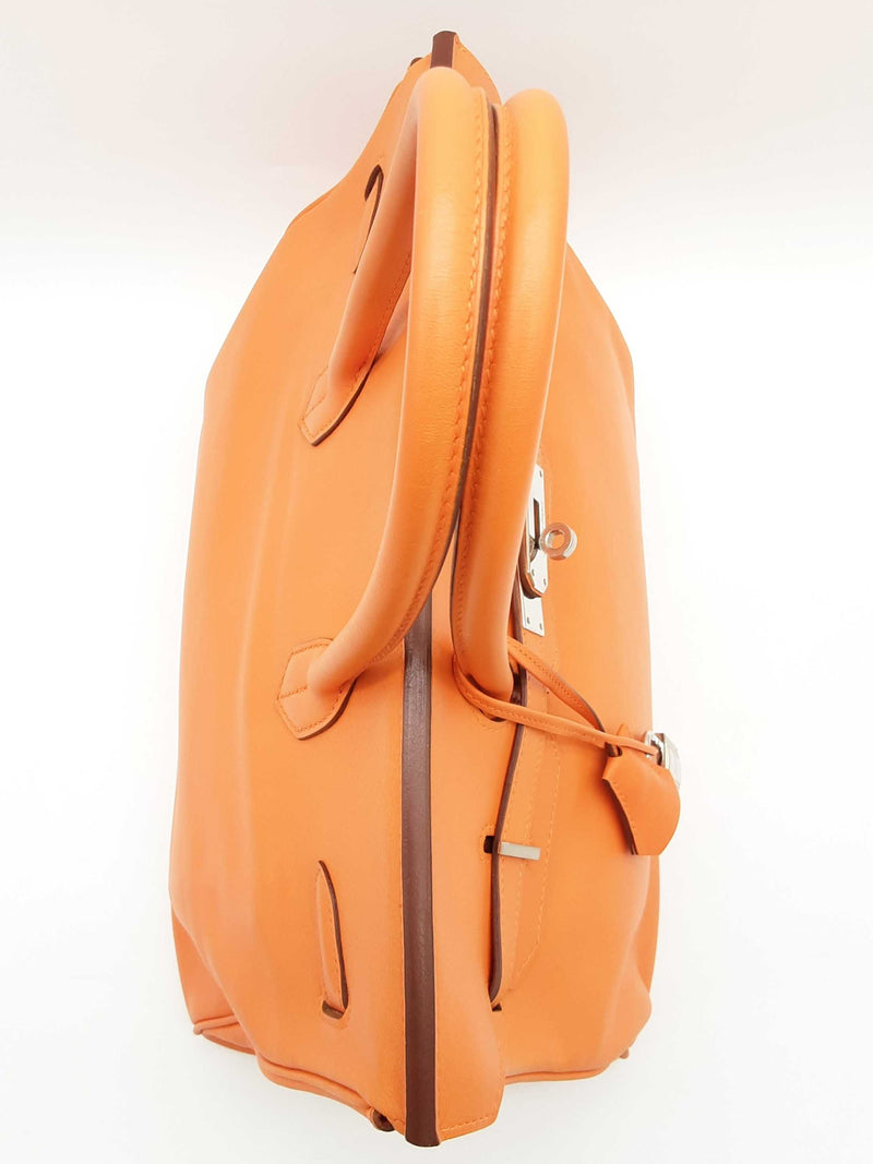 Hermes Birkin 35 Orange Swift Palladium Hardware Handbag Do0725irxzde