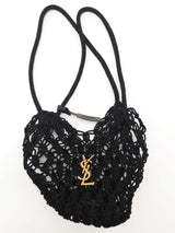 Saint Laurent Ysl Small Black Crochet Shopper Shoulder Tote Bag Do1125rxzde
