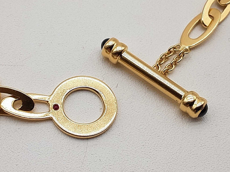 Roberto Coin Chic And Shine Ruby Sapphire 18k Yellow Gold 11.3g Cable Bracelet 6.75 In Do0425lxzxde