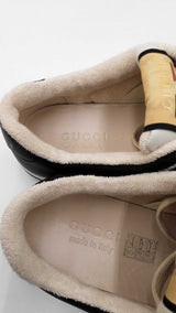 Gucci Screener Black & White Leather Sneakers Size 6.5 Eb1225oxzdu