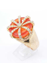 2.15 Cttw Diamond & 10k Gold & Cabochon Crown Ring 21.1 Gram Sz 11 Fw1025llirdu