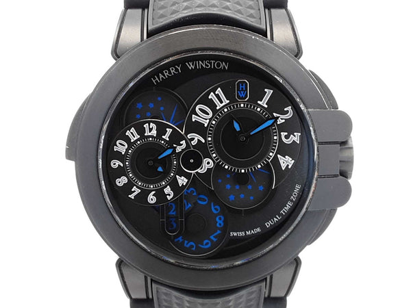 Harry Winston Ocean Diver Dual Time Black Zalium Edition 44mm Watch Fw1025crxzdu
