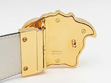 Versace Reversible Barocco & White Leather Belt & Medusa Buckle Fw1125lzxdu