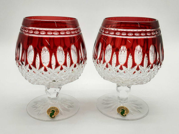 Waterford Crystal Claredon Ruby Red Cased Brandy Glass 2 Set Do1024iwde