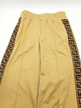 Fendi Ff Gold Brown Wide Leg Snap Sides Track Pants Size 42 Do0326lrxde
