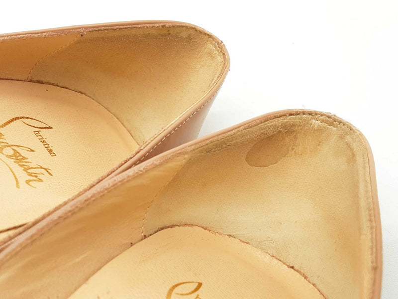 Christian Louboutin Lady Peep Nude Patent Leather Heels Size Eu 37 Do0625lrxde