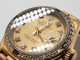 Rolex 26 Datejust Champagne Dial Diamonds Sapphires 18k Yg Watch Do0326irxzde