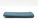 Coach Long Wallet In Glitter Teal Crossgrain Leather Fw0925lrdu