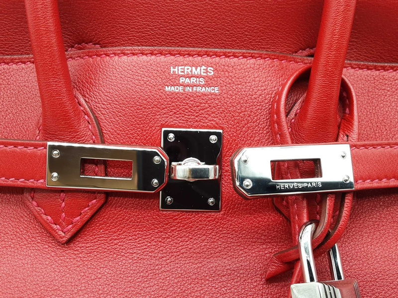 Hermes Birkin 25 Rouge Tomate Red Box Calf Palladium Handbag Do0925lxzxzde
