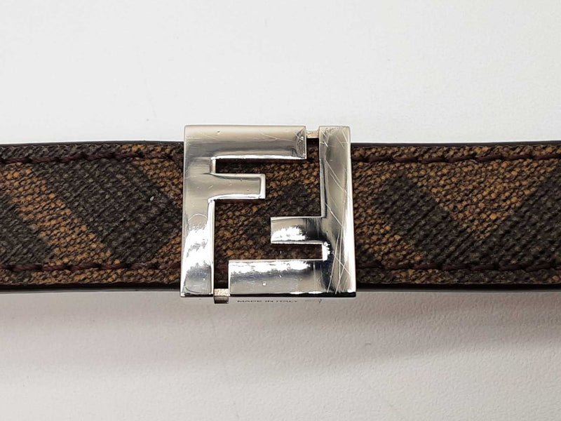Fendi Ff Brown Coated Canvas Leather Reversible Bracelet Do0925oxzde