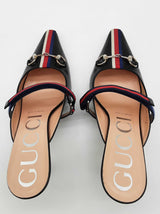 Gucci 549617 Malaga Horesbit Blue Web Mule Heels Size Eu 36.5 Do0825lxzde