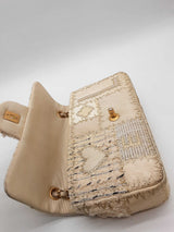 Chanel White & Beige Cnavas Tweed Patchwork Shoulder Bag Eb0326prrxde