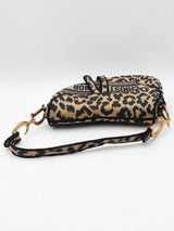 Christian Dior Leopard Print Embroidered Canvas Saddle Bag Eb0126erxdu