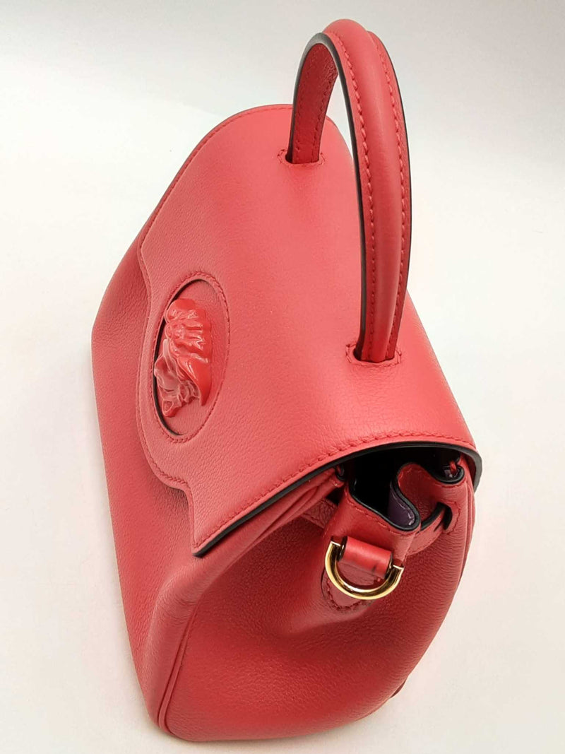 Versace La Medusa Red Leather Top Handle Bag Eb0325prxsa