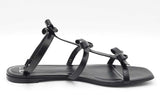 Valentino Garavani French Bow Black Leather Sandals Size 39 Eb1225crdu