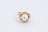 Pearl & Diamond Ring In 14k Yellow Gold 5.3 Grams Size 6.75 Eb0724lrxdu