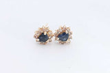 Diamond & Blue Gemstone Stud Earrings In 14k Yellow Gold 1.5 Grams Eb1224rrsa