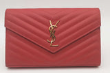 Yves Saint Laurent Cassandre Quilted Leather Envelope Chain Wallet Eb0526clrsa