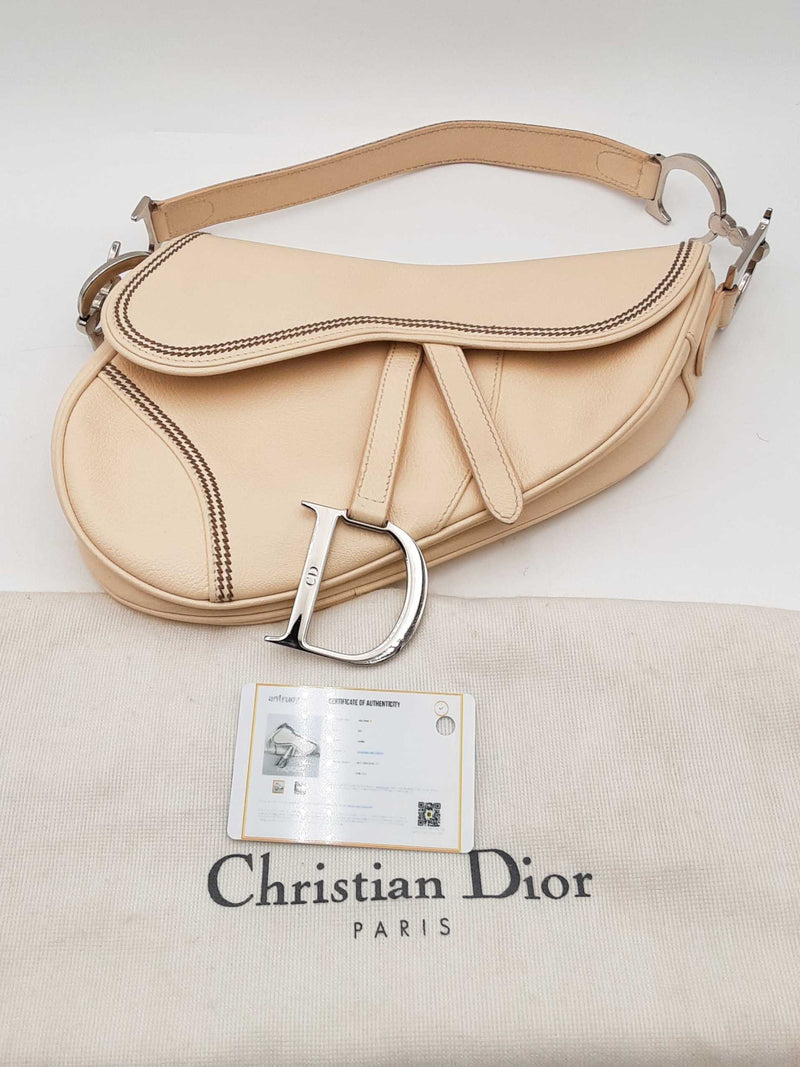 Christian Dior Off White Calfskin Saddle Bag Eb1024exzsa