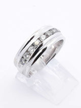 O.99 Cttw Channel-set Diamond & 14k White Gold Band 7.4 Grams Size 8 Fw0425wzxdu