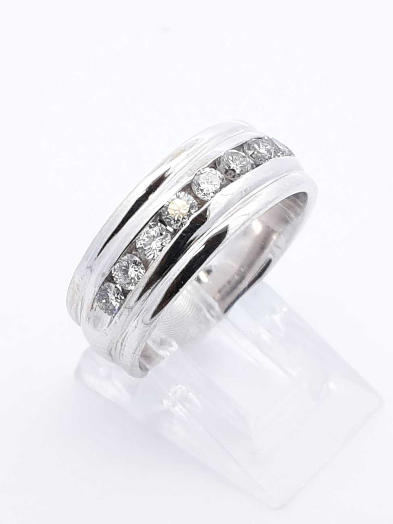 O.99 Cttw Channel-set Diamond & 14k White Gold Band 7.4 Grams Size 8 Fw0425wzxdu