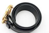 Gucci Black Leather Belt With Gold Tone Gg Buckle Size 75/30 Eb0425oxzdu