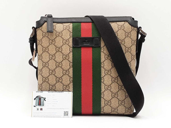 Gucci Crossbody Messenger Bag In Gg Supreme Monogram Coated Canvas Fw1025wxzdu