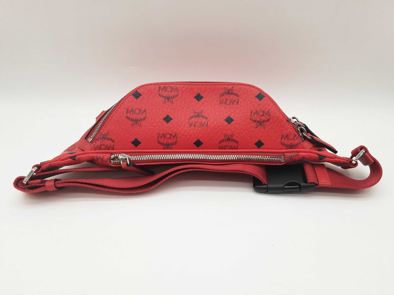 Mcm Fursten Candy Red Visetos Coated Canvas Belt Bag Do0925crde