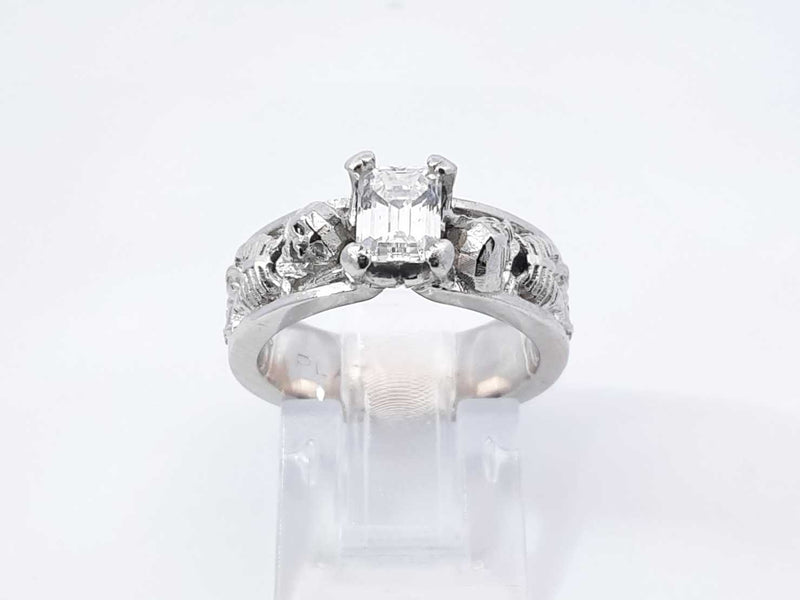 0.65 Ctw Diamond Platinum Skeleton Engagement Ring 13.6 Grams Size 5 Fw1025crxdu
