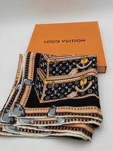Louis Vuitton 100% Silk Monogram Trunk Let's Go Square Scarf Eb0426lxzsa