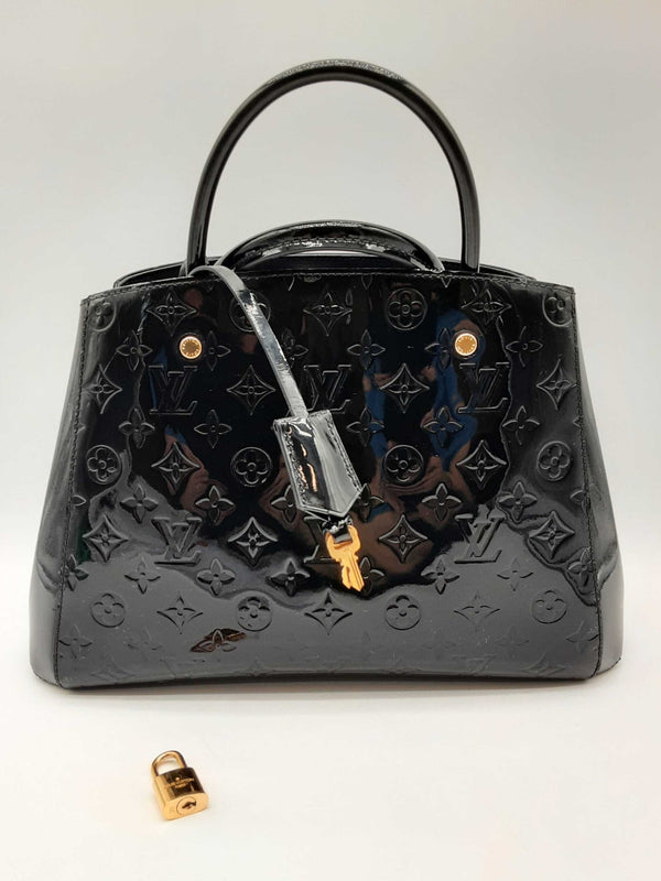 Louis Vuitton Montaigne Black Monogram Vernis Shoulder Bag Do1224irzde