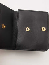 Balenciaga Black Leather Cash Flap Coin & Card Holder Wallet Eb0626lxzsa
