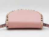 Valentino Garavani Rockstud Mini Saddle Bag In Pink Grained Leather Fw1225oxzdu
