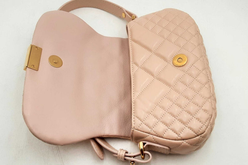 Versace Pink Quilted Leather Greca Goddess Shoulder Bag Eb0125rxzsa